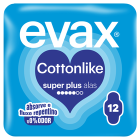 Pensos Higiénicos Cottonlike Super Plus Com Abas Evax 12 Un