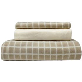 Conjunto De Lençóis Polares 270X160Cm Lisos Bege Kasa