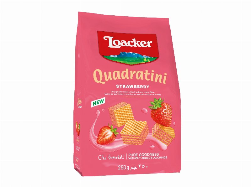 Bolachas Wafer Loacker Quadratini Morango 250 g