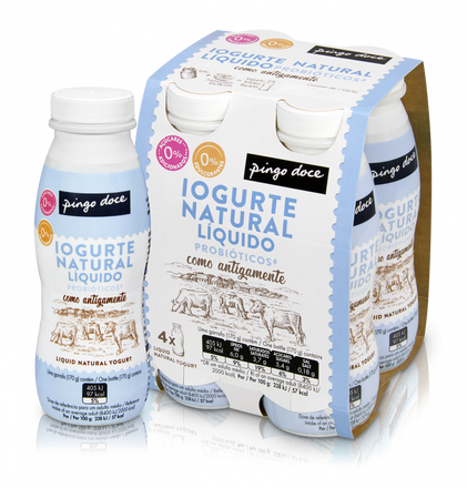 Iogurte Líquido Natural Inteiro Pack 4 Pingo Doce 4x0.17Kg