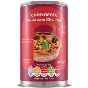Feijão Com Chouriço Sem Glúten Continente 420 gr (Peso Escorrido 420 gr)