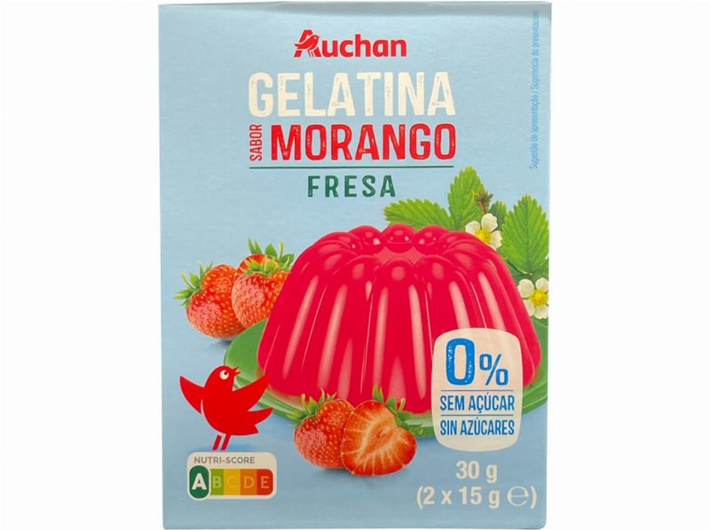 Gelatina Auchan Sem Açúcar Morango 2 X15 g