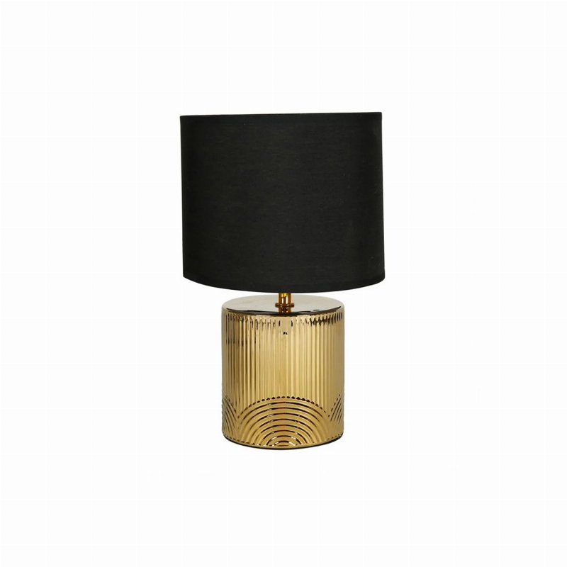 Hkh Candeeiro De Mesa Base Cerâmica Dourada Abatjour Preto Aya