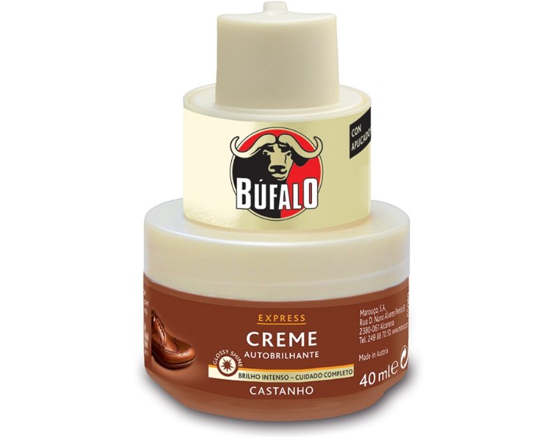 Creme Calçado Com Esponja Castanho Boião Búfalo 40 ml