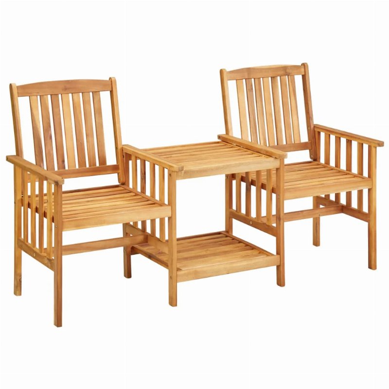 Hkh Cadeiras De Jardim C/ Mesa De Centro 159X61X92 Cm Acácia Maciça - Marrom