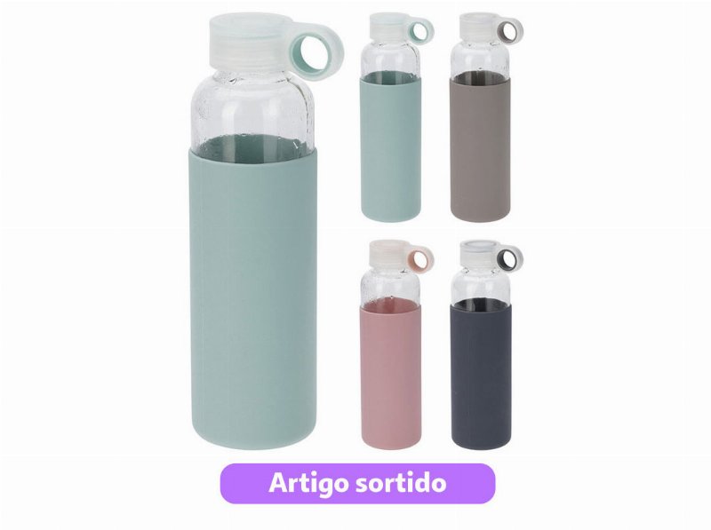 Garrafa De Água Com Base Em Silicone 550 ml Cores Sortidas