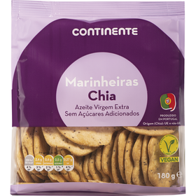Bolachas Marinheiras Com Chia Continente 180 gr