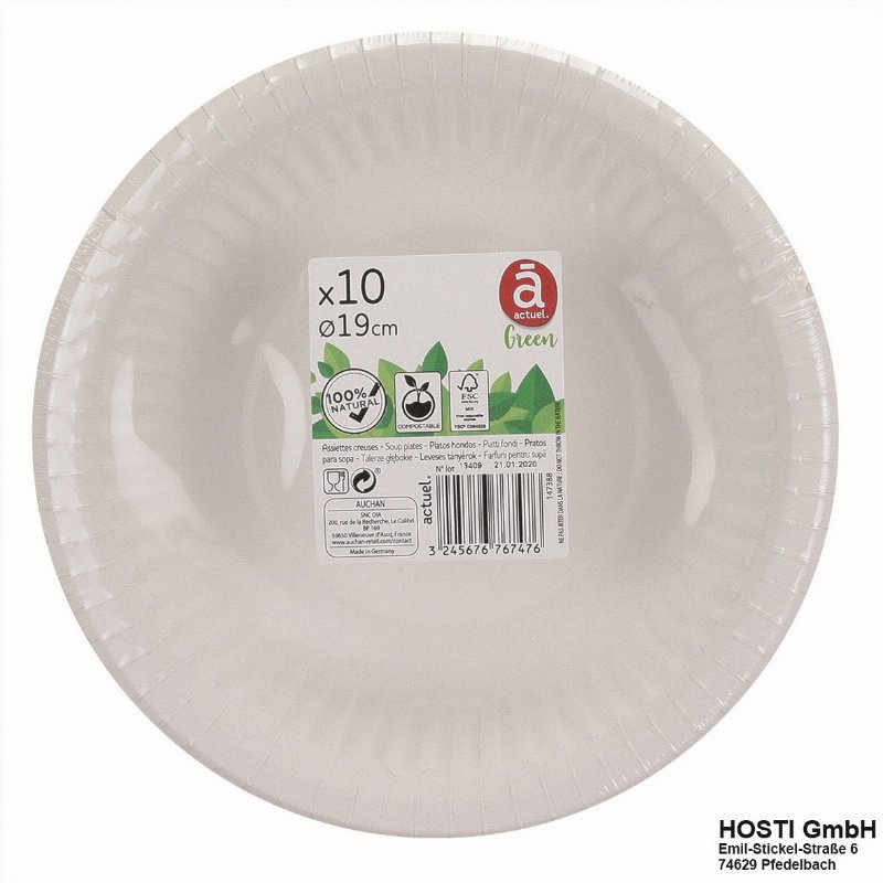 Prato Actuel Cartão Compostável 19Cm Pack 10 Unidades