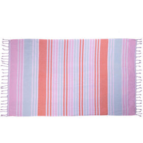 Toalha De Praia 170X100Cm Riscas Azul E Rosa Kasa