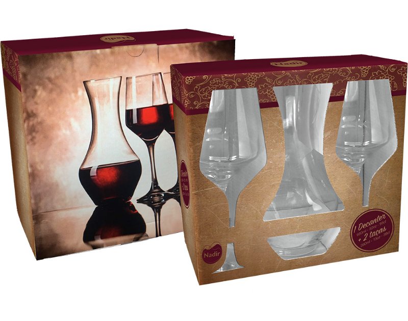 Conjunto Decanter 950 ml +2 Cálices 390 ml 20X22X14Cm