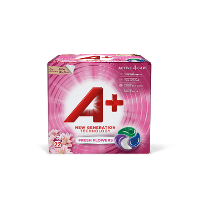 Detergente Máquina Roupa Cápsulas Active 4 Fresh Flowers A+ 22Dos