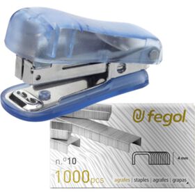 Agrafador Mini 20 Folhas E Agrafos Nº 10 Fegol