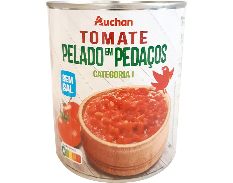 Tomate Auchan Pelado Em Pedaços Sem Sal 780 g