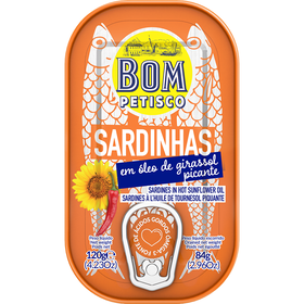 Sardinha Em Óleo Picante Bom Petisco 120 gr (Peso Escorrido 84 gr)