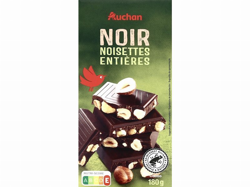Chocolate Negro Auchan C/ Avelãs Inteiras 180 g