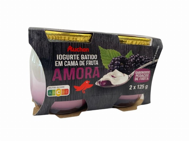Iogurte Auchan Copo De Vidro Com Pedaços Amora 2X125 g