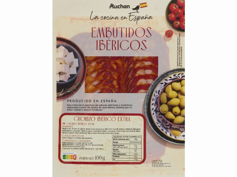 Chouriço Ibérico Auchan À Mesa Em Espanha Fatias 100 g