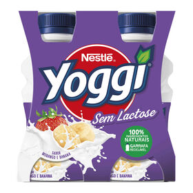 Iogurte Líquido Morango E Banana Sem Lactose Yoggi 640 gr (4 Un)