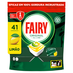 Detergente Máquina Loiça Pastilhas Original Tudo Em 1 Limão Fairy