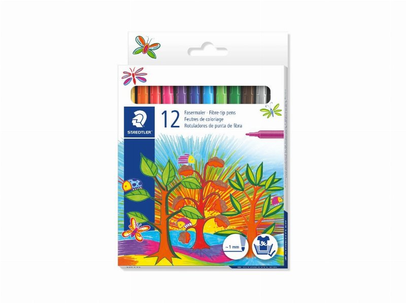 Conjunto 12 Marcadores Colorir Staedtler Ponta De Feltro