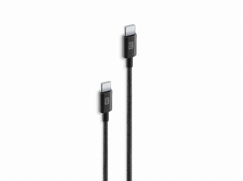 Cabo Cellularline Preto Braided Usb-C/Usb-C 60Cm