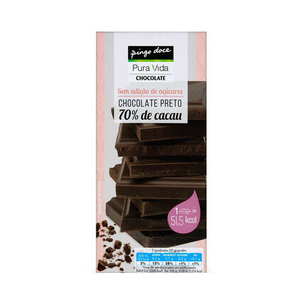 Tablete De Chocolate Negro Sem Açúcar Pingo Doce 0.1Kg