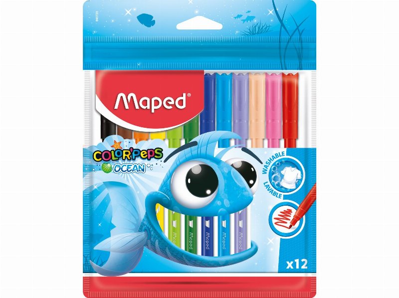 Canetas De Feltro Maped Color Peps Ocean 12 Unidades