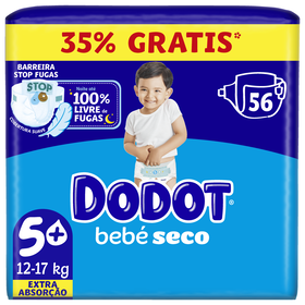 Fraldas Bebé Seco Extra 12-17 kg T5+ Dodot 56 Un