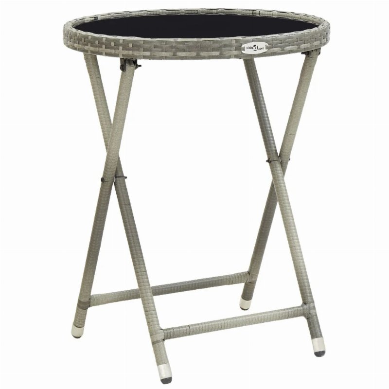 Hkh Mesa De Chá 60 Cm Vime Pe E Vidro Temperado - Cinzento