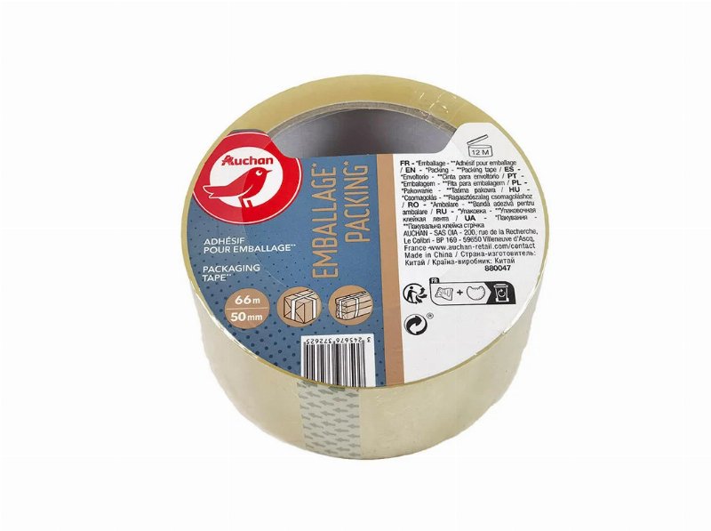 Fita Embalamento Auchan Transparente 66Mx50Mm