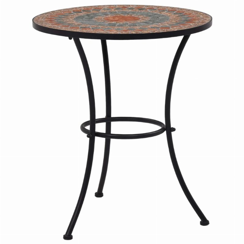 Hkh Mesa Bistrô Em Mosaico 60 Cm Cerâmica /Cinzento - Laranja