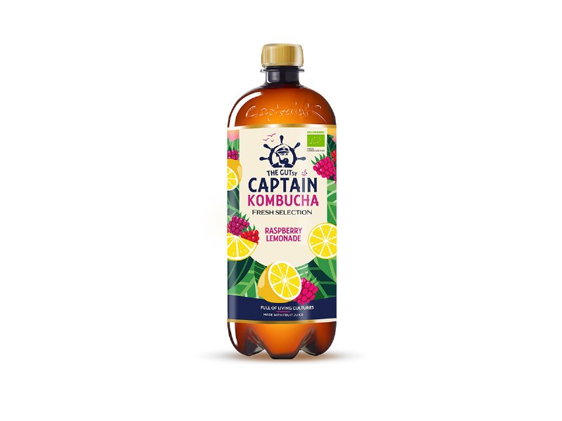 Kombucha The Gutsy Captain Framboesa Limão Bio 1 l
