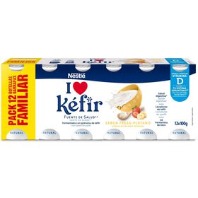 Iogurte Kefir Morango E Banana Nestlé 1200 gr (12 Un)