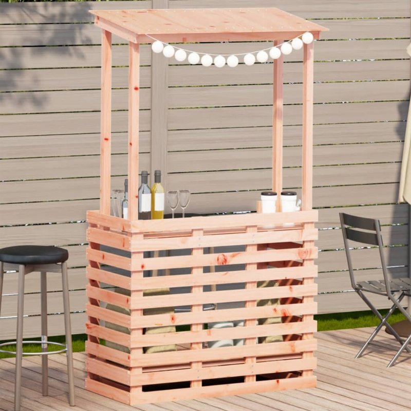 Hkh Mesa De Bar Exterior C/ Telhado 112,5X57X195,5Cm Madeira Maciça - Marrom