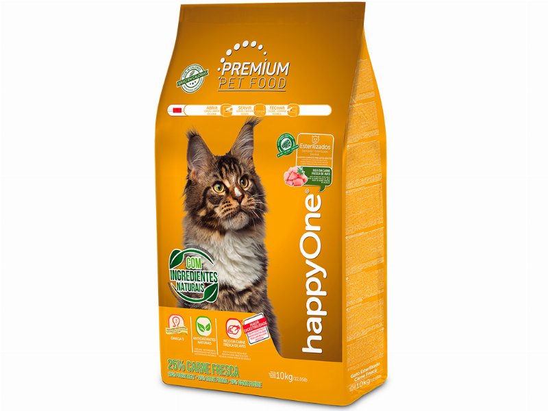 Ração Para Gato Happyone Premium Esterilizado Carne Fresca 10 kg