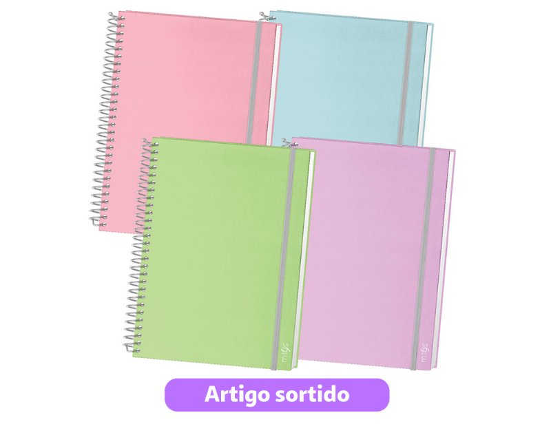 Caderno Espiral A4 Mitos Capa Dura Quadriculado Cores Sortidas