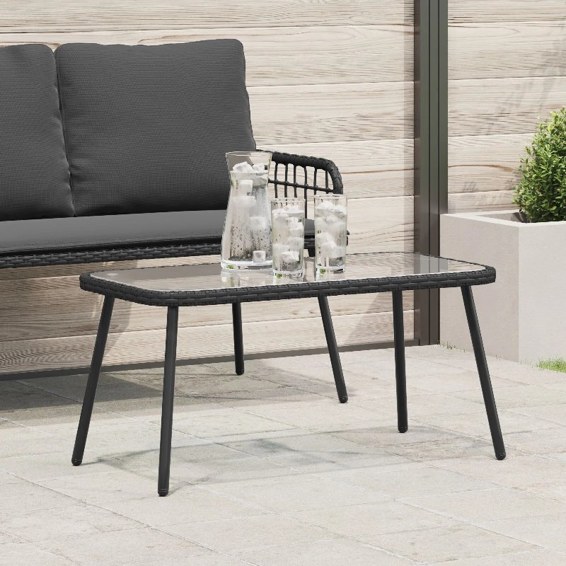 Mesa De Café Hkh Preta Vime Sintético - Preto