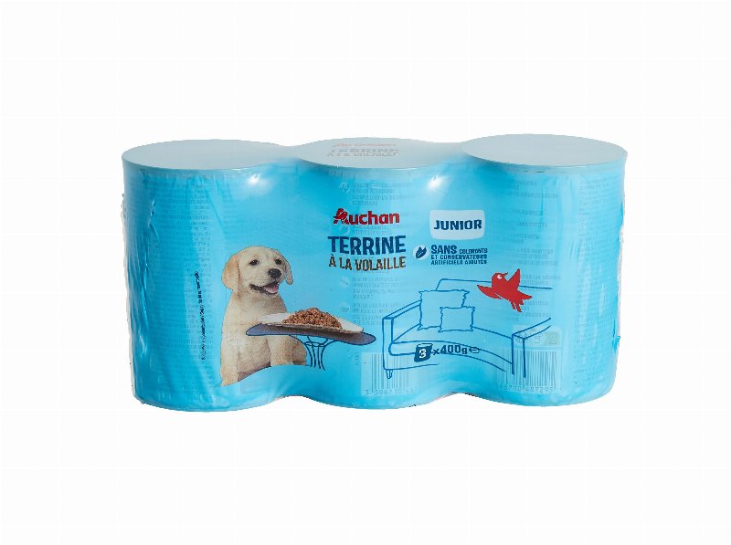 Comida Húmida Para Cão Auchan Júnior Terrina Aves 3X400 g