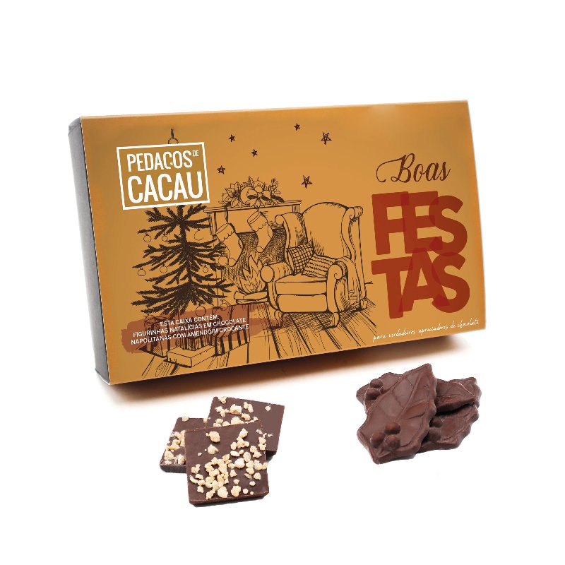 Figuras De Natal De Chocolate E Napolitanas Com Amendoim Crocante 150 g