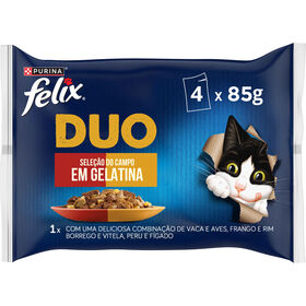 Comida Húmida Para Gato Fantastic Duo Saborosa Seleção Numa Gelatina Purina Felix 4 X 85 g