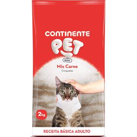 Ração Para Gato Adulto Croquetes Carne Continente Pet Basic 2 kg