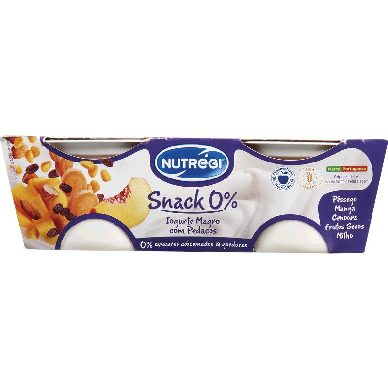 Iogurte Magro Com Pedaços De Pêssego, Manga, Cenoura, Frutos Secos E Milho Pack 2 150 g