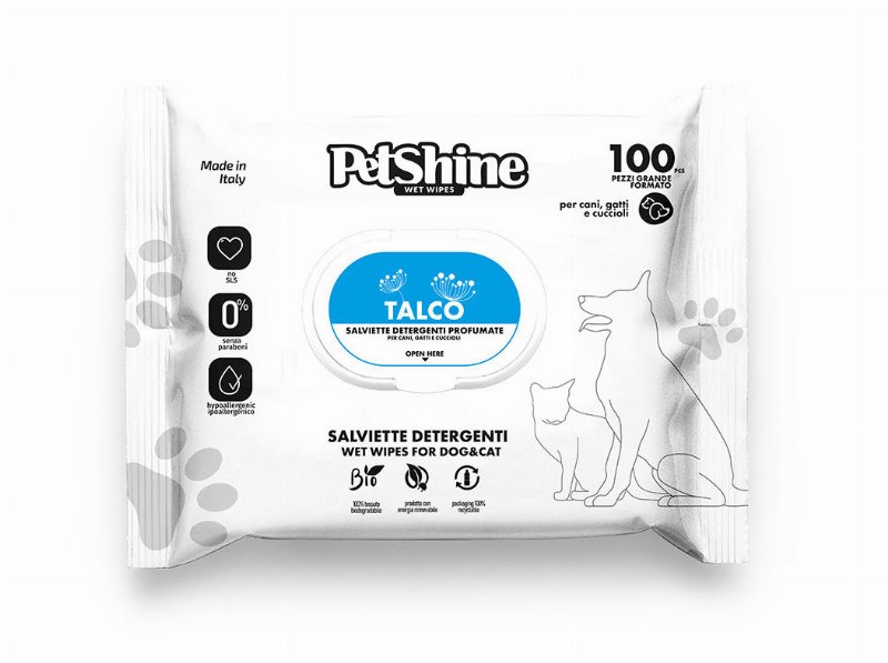 Toalhitas Para Animais Petshine Talco 100 Unidades
