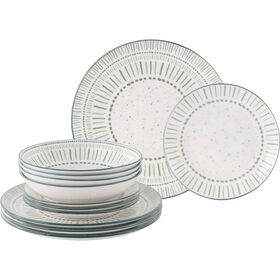 Serviço 4 Pessoas Branco Com Rebordo Verde Kasa