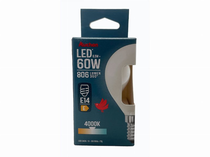Lâmpada Led Esférica Auchan E14 60W Luz Branca