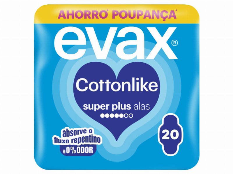 Pensos Higiénicos Cottonlike Super Plus Com Abas Evax 20 Un