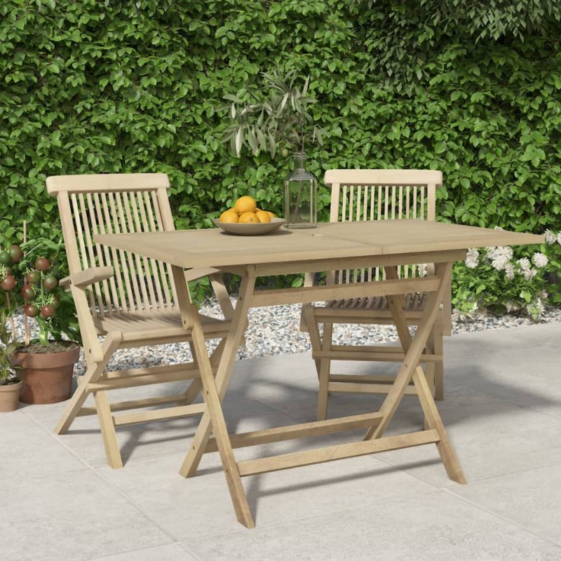 Hkh Mesa De Jardim Dobrável 120X70X75 Cm Teca Maciça Cinzento - Marrom