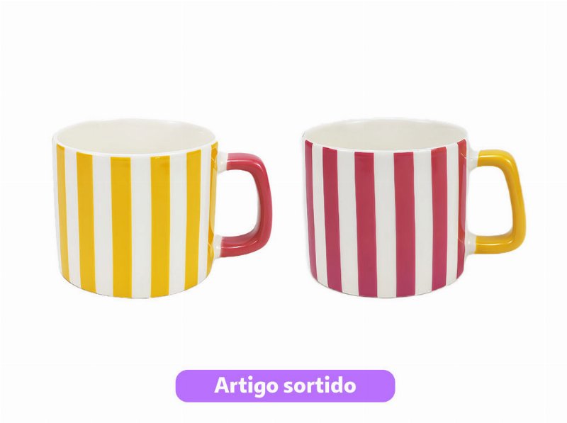 Caneca Porcelana Riscas Actuel 35 cl Cores Sortidas