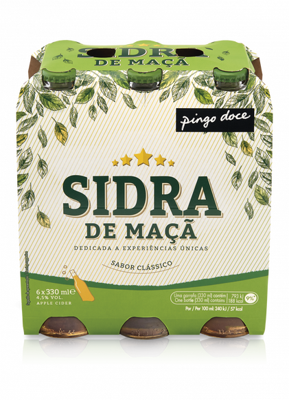 Sidra Com Álcool Maçã Pack 6 Pingo Doce 6x0.33L