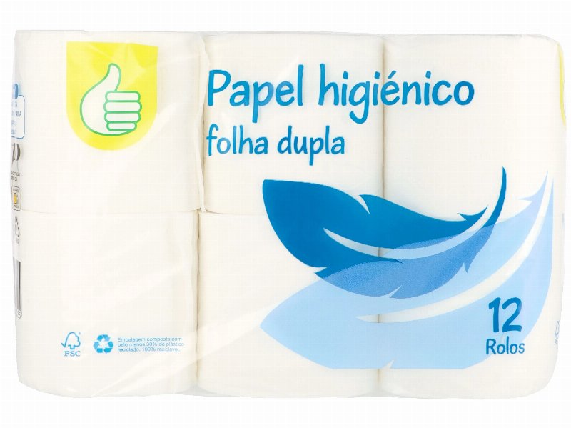 Papel Higiénico Polegar Folha Dupla 12 Rolos